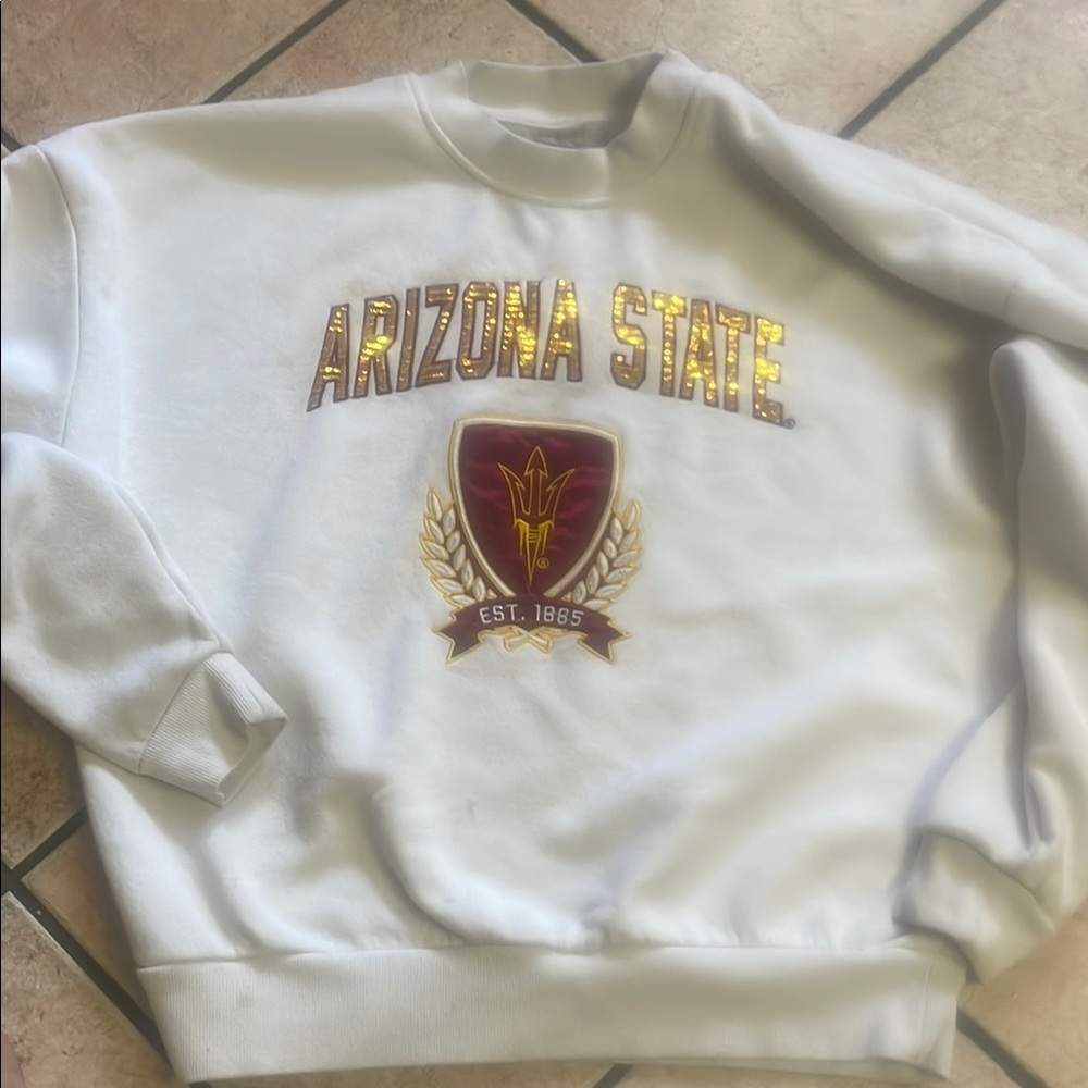Arizona State University ASU VINTAGE Y2K White Sweatshirt bling and satin